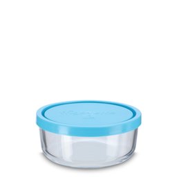 Zeige Details für Frischhaltedose rund 300 ml aus Klarglas mit blauem Deckel Bild von Frischhaltedose rund 300 ml aus Klarglas mit blauem Deckel