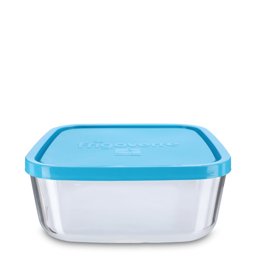 Zeige Details für Frischhaltedose eckig 3,4 L Klarglas – mit blauem Deckel Bild von Frischhaltedose eckig 3,4 L Klarglas – mit blauem Deckel