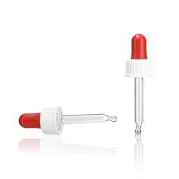 Zeige Details für Pipettenverschluss GL18, weiß mit rotem Sauger – für 10 ml Tropfflasche Bild von Pipettenverschluss GL18, weiß mit rotem Sauger – für 10 ml Tropfflasche