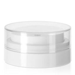 Zeige Details für Airless-Pumpe (weiß) mit transparenter Überkappe – passend für 50 ml Tiegel (ND58) Bild von Airless-Pumpe (weiß) mit transparenter Überkappe – passend für 50 ml Tiegel (ND58)