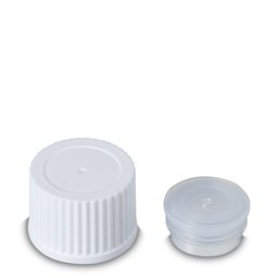 Zeige Details für Schraubverschluss RD 25 mit Spritzeinsatz (LDPE natur) – weiße PP-Kappe Bild von Schraubverschluss RD 25 mit Spritzeinsatz (LDPE natur) – weiße PP-Kappe