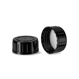 Zeige Details für Schwarzer PP-Schraubverschluss GL28 mit PE-Schaumeinlage Bild von Schwarzer PP-Schraubverschluss GL28 mit PE-Schaumeinlage