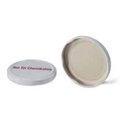 Zeige Details für Twist-Off Schraubdeckel TO 82 aus Weißblech mit Aufdruck 'nur für Chemikalien' Bild von Twist-Off Schraubdeckel TO 82 aus Weißblech mit Aufdruck 'nur für Chemikalien'