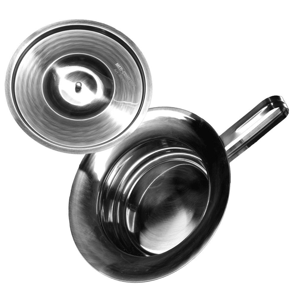 Bild von Edelstahl Steckbecken, mit Knopfdeckel, silberglänzend