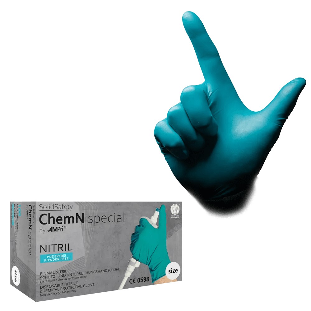 Bild von Puderfreie Nitril Einmalhandschuhe – Premium Chemikalien- und Mikroschutz