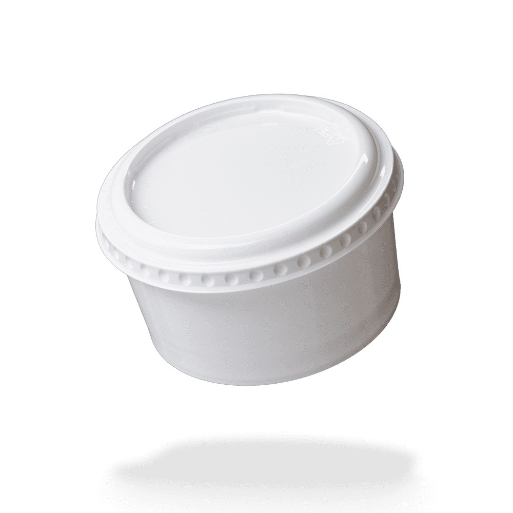 Bild von Einmal Zahnprothesenbecher mit Deckel, weiß, Füllmenge 250 ml