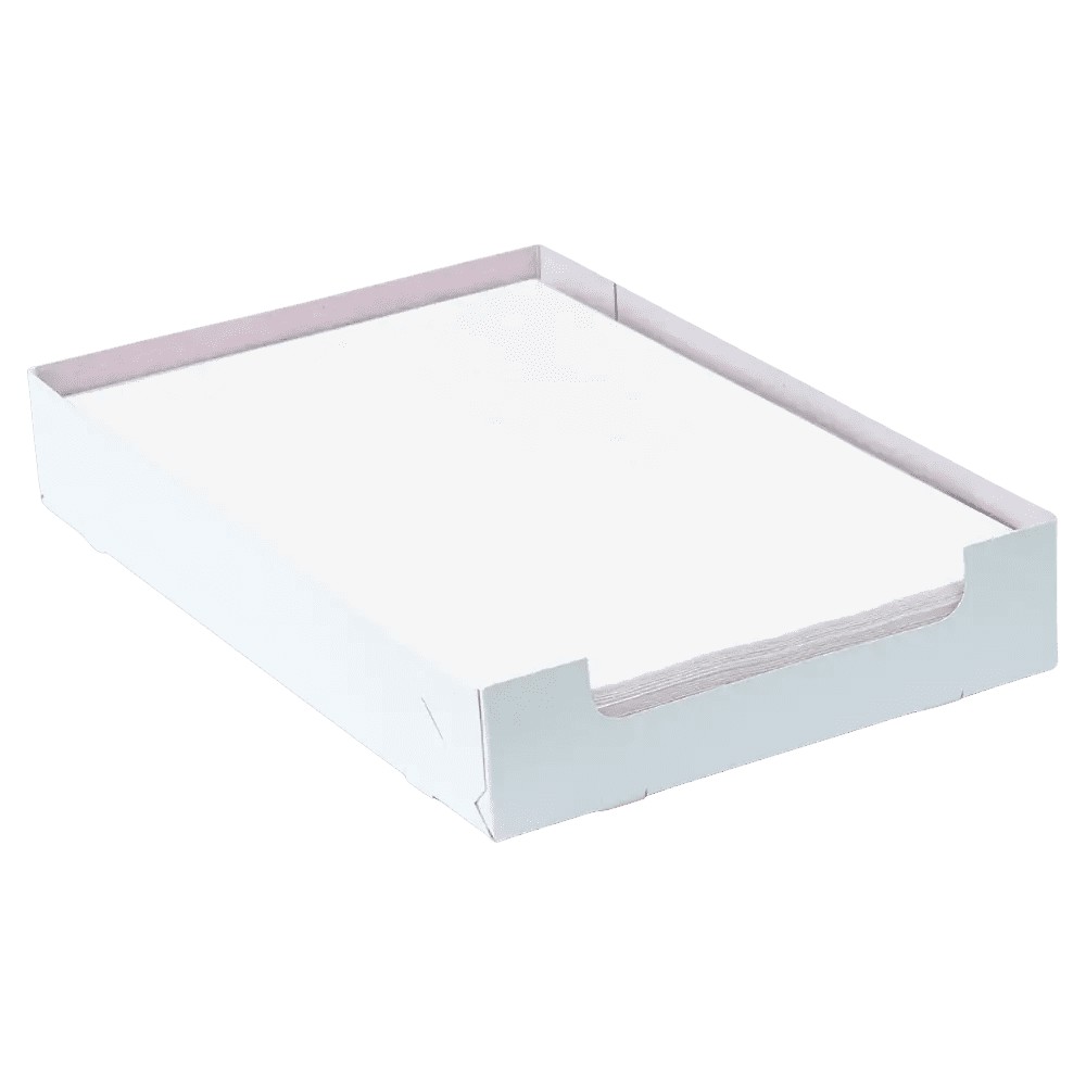 Bild von Einweg Tray-Filterpapier in der Box, 18 x 28 cm, Farbe weiß, Zellstoff