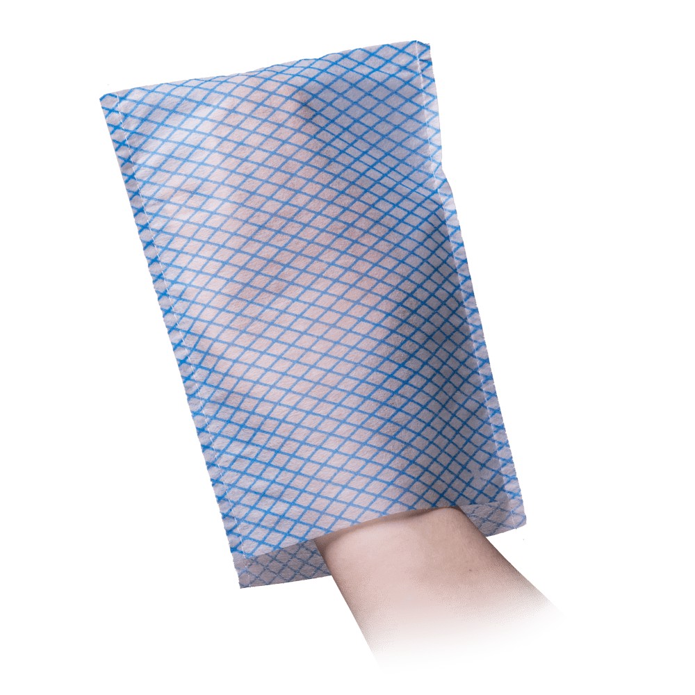 Bild von Einweg Waschhandschuh, weiß, blau Vlies, Eco-Plus