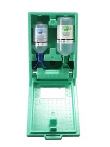 Bild von Augen-Notfallstation, in Wandbox, 1 x 1l Natiumchloridlösung + 1 x 0,5l Phosphatpufferlösung