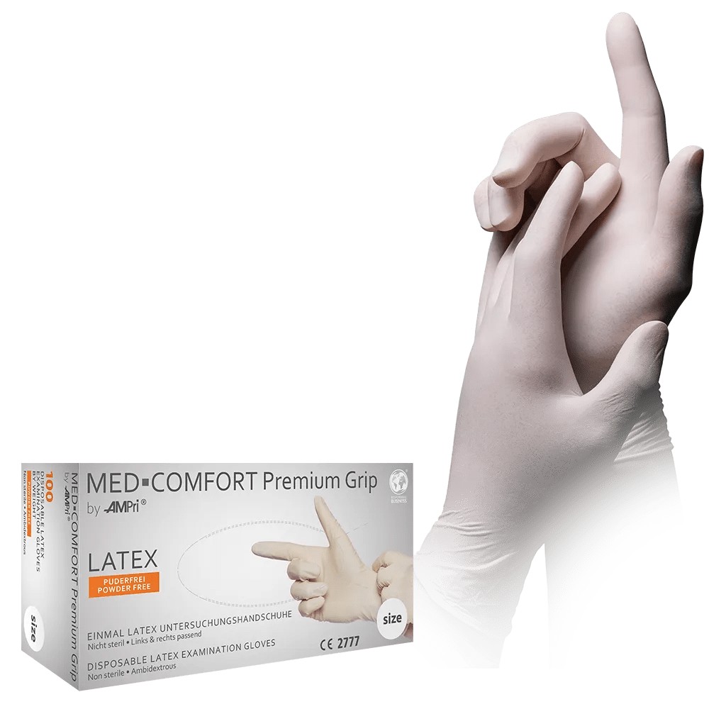 Bild von Med-Comfort Premium Grip Latex-Einweghandschuhe, puderfrei