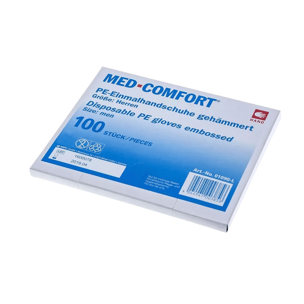 Bild von Med-Comfort Premium PE-Einweghandschuhe, transparent, gehämmert