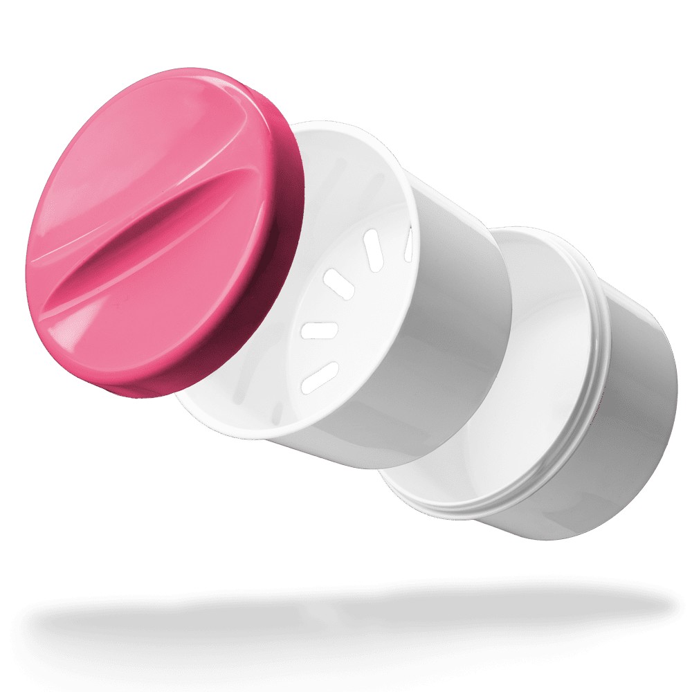 Bild von PP Einweg Zahnprothesenbecher, weiß, pink, 250 ml Füllmenge
