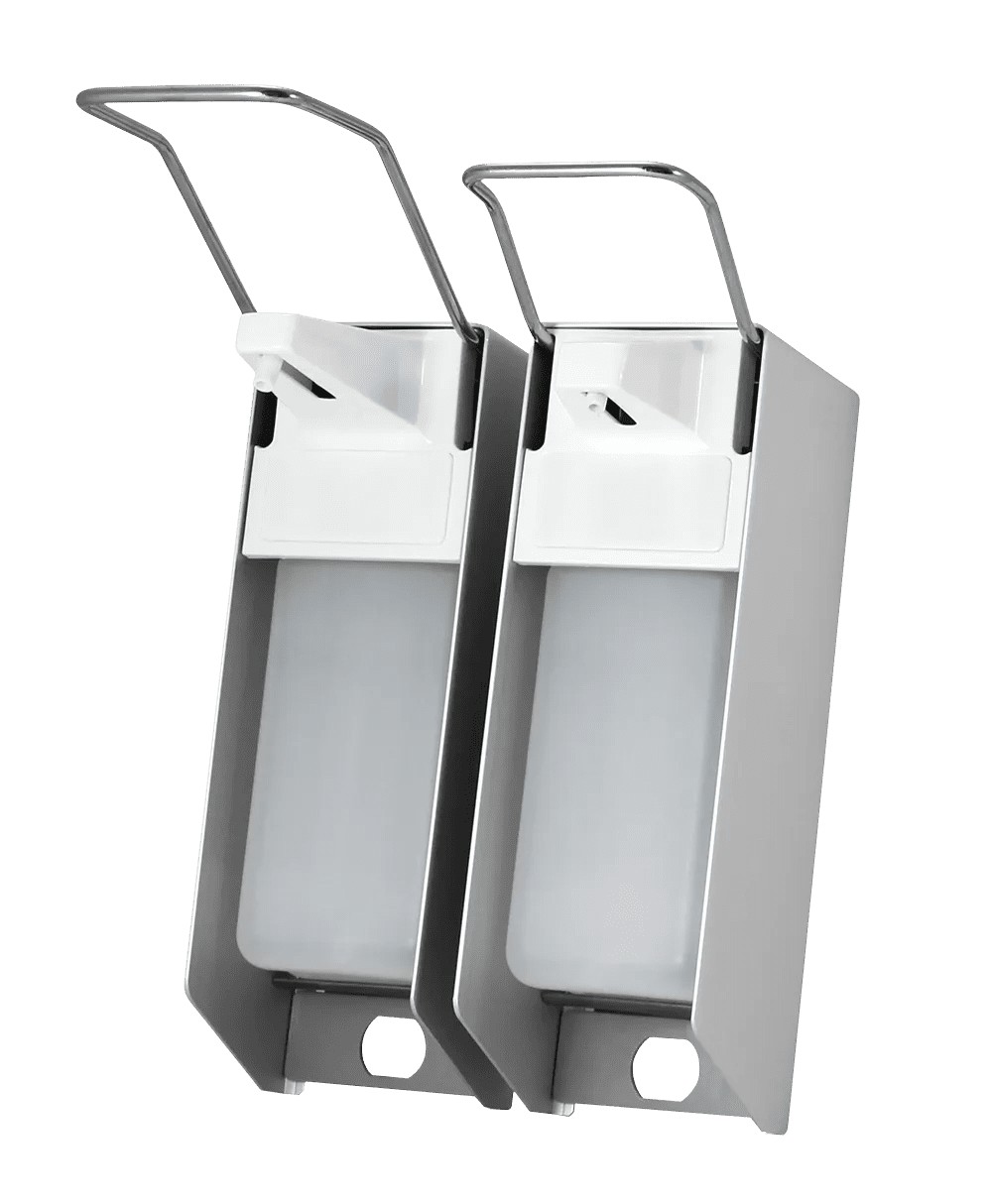 Bild von Wandspender für 500 ml Desinfektionsmittel und Flüssigseifen, 270 x 81 x 160 mm, kurzer Hebel