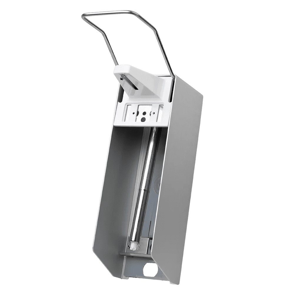 Bild von Wandspender für 1000 ml Desinfektionsmittel und Flüssigseifen, 320 x 94 x 230 mm, langer Hebel