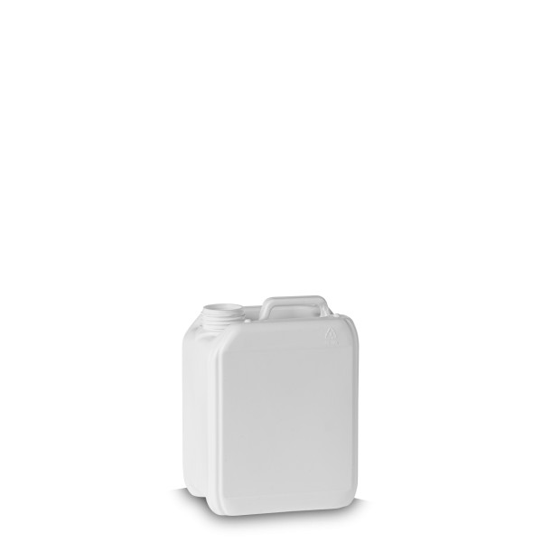 Bild von UN-zugelassener HDPE-Kanister 2,5 L, weiß, RD45, rechteckig, 130 g