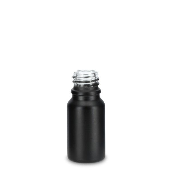 Bild von 10 ml Glas-Tropfflasche, schwarz mattiert (rund, Gewinde 18/410)