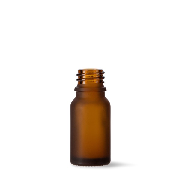 Bild von 10 ml Tropfflasche aus mattiertem Braunglas, rund, GL 18