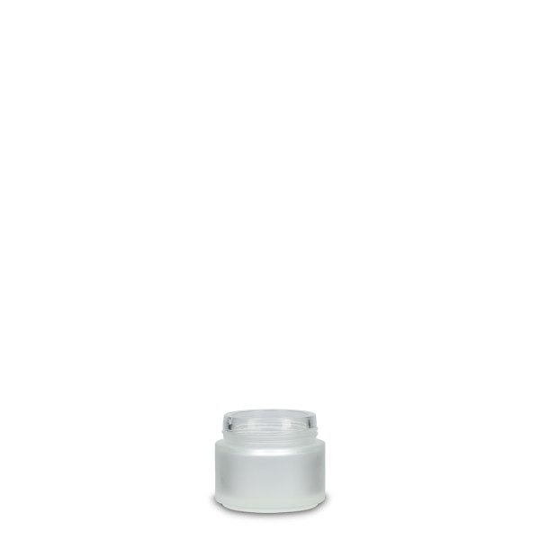 Bild von 30 ml runder Glastiegel, klares mattiertes Glas, Gewinde GL46
