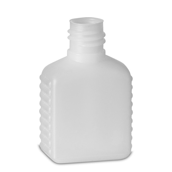 Bild von 30 ml HDPE-Vierkantflasche, natur – eckig mit Gewinde 18