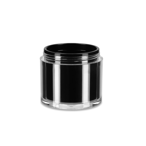 Bild von 50 ml Airless-Tiegel – zylindrisch, innen schwarz / außen klar (LDPE/ABS, ND58)