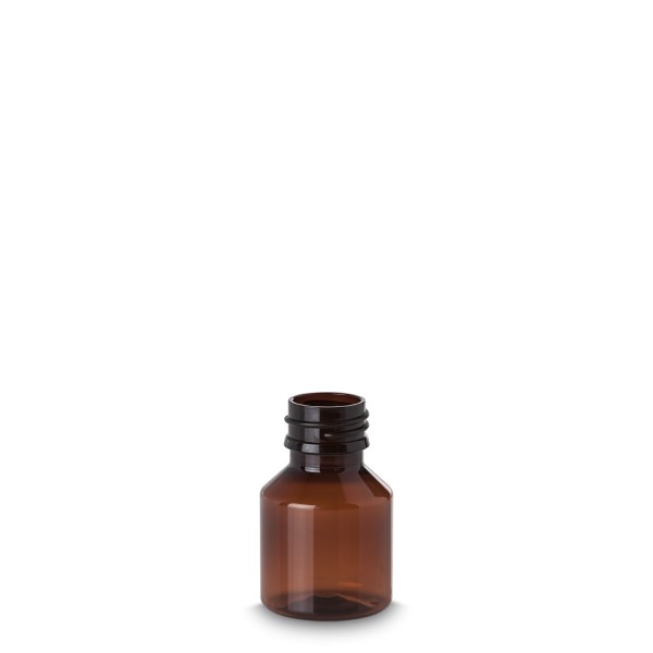 Bild von 50 ml Pharma-Veral PET-Rundflasche, braun, ROPP28-Gewinde