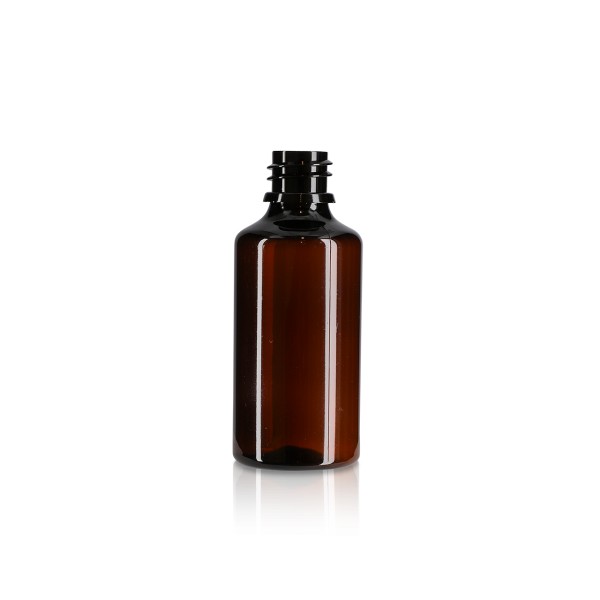 Bild von 50 ml braune Rundflasche aus rPET mit GL 18 Gewinde