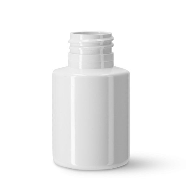 Bild von Rundflasche 50 ml aus rPET, weiß, zylindrisch, Gewinde 24/410