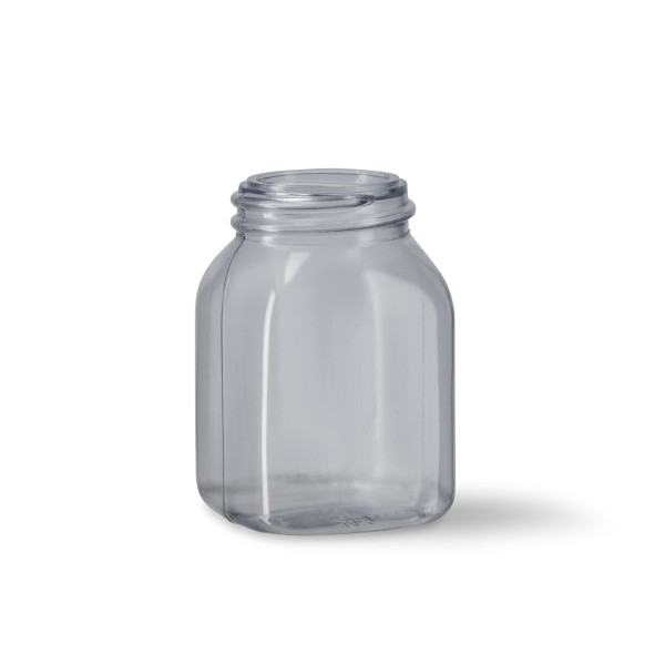 Bild von 50 ml eckige Schraubdose aus klarem PVC mit RD32-Gewinde