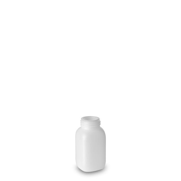 Bild von Chemikalienflasche HDPE 60 ml, natur, eckig mit ND28-Gewinde