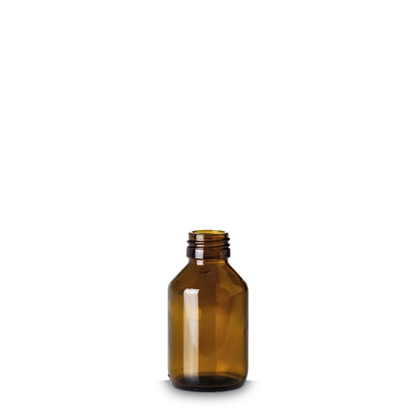 Bild von Medizinflasche Glas 100 ml – braun, rund mit PP28-Gewinde
