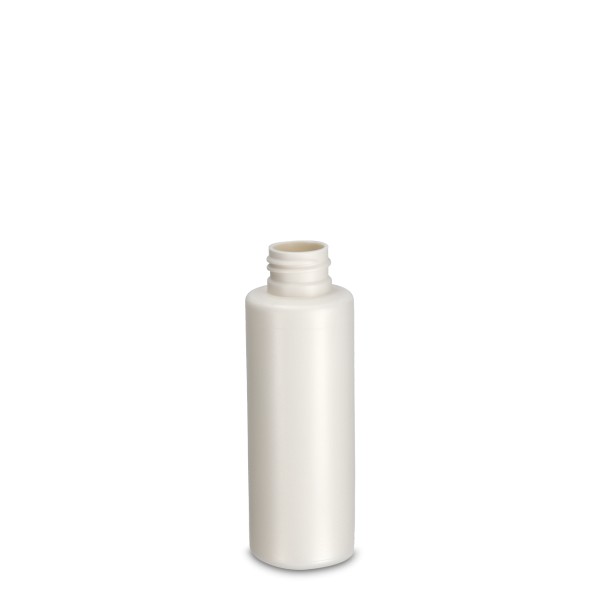 Bild von Rundflasche 100 ml aus Bio-PE, weiß — Gewinde 24/410, flache Schulter
