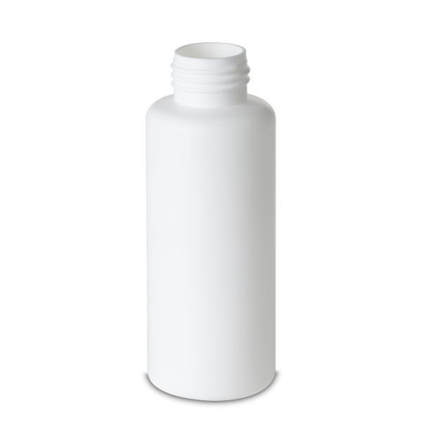 Bild von Rundflasche 100 ml aus HDPE, weiß, Gewinde 25 (zylindrisch)