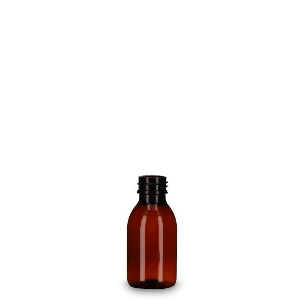 Bild von 100 ml PET-Rundflasche braun, Rundschulter mit PP28-Gewinde (13 g)