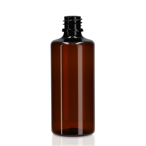 Bild von 100 ml Rundflasche aus rPET, braun, Gewinde GL 18