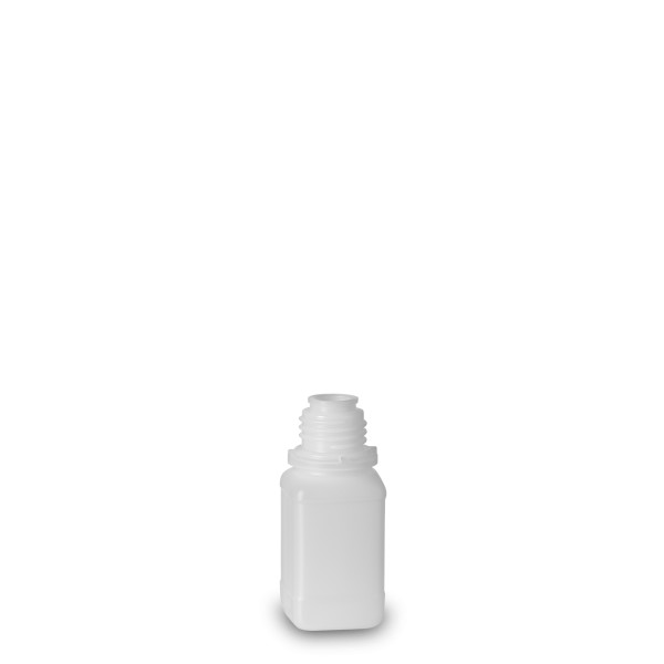Bild von 100 ml HDPE-Vierkantflasche natur, GL 32 (eckig)