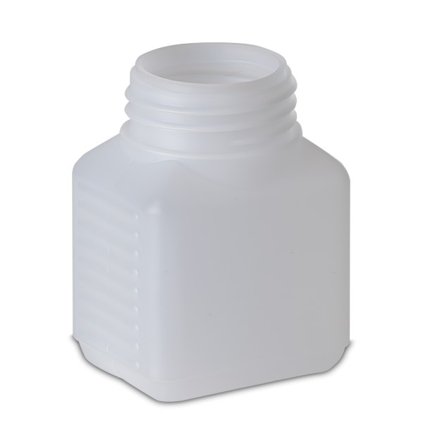 Bild von 100 ml HDPE-Vierkantflasche natur mit ND40-Gewinde (rechteckig)