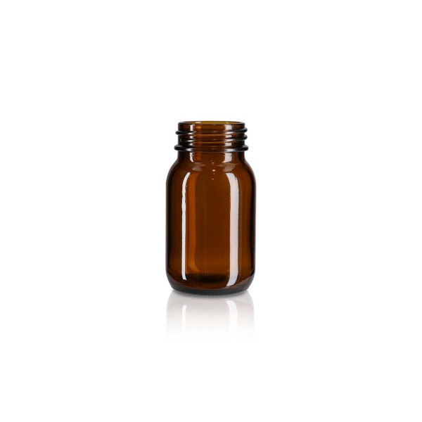 Bild von 100 ml Weithalsglas Braunglas Gewinde GL40