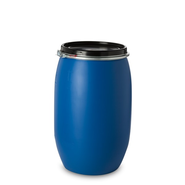 Bild von 120 L Deckelfass aus HDPE, blau, rund – 5200 g