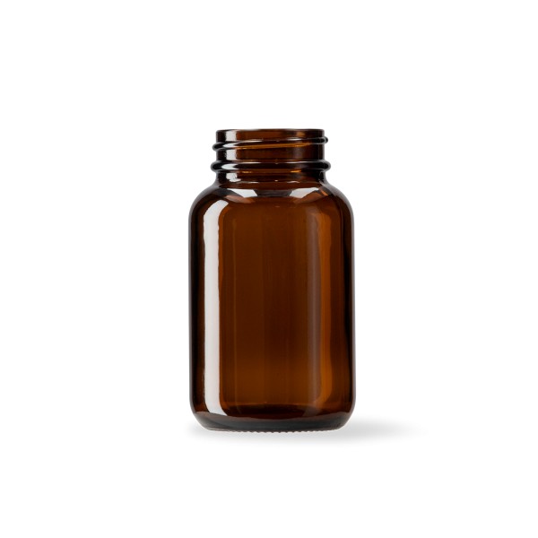 Bild von Tablettenglas rund 120 ml – Braunglas mit Gewinde 38/400