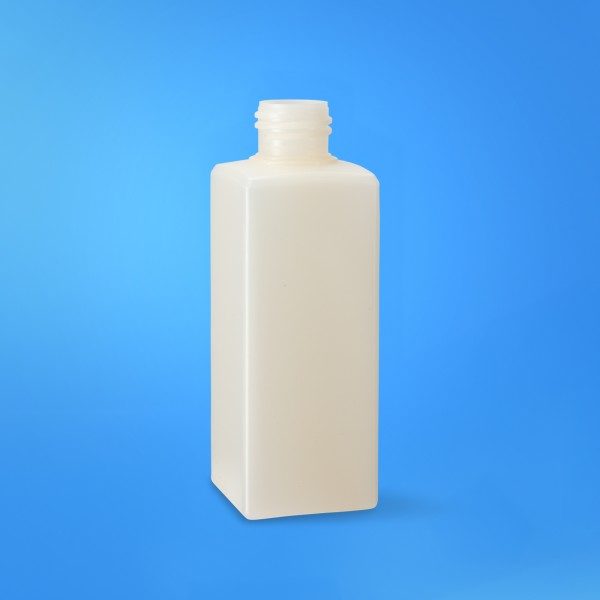 Bild von 150 ml Vierkantflasche aus rHDPE (Ocean Bound Plastic), natur, Gewinde 24/410