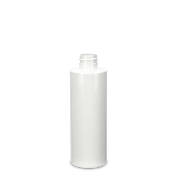 Bild von 200 ml zylindrische Rundflasche aus rPET, weiß, Gewinde 24/410