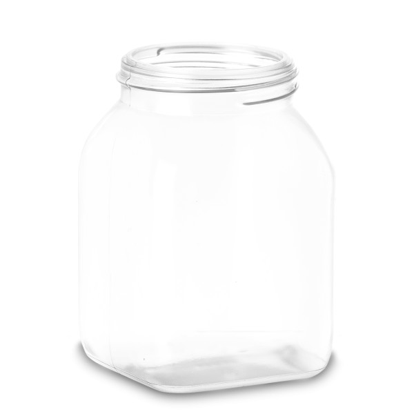 Bild von 200 ml Schraubdeckel-Dose aus klarem PVC, eckig mit ND 50 Gewinde