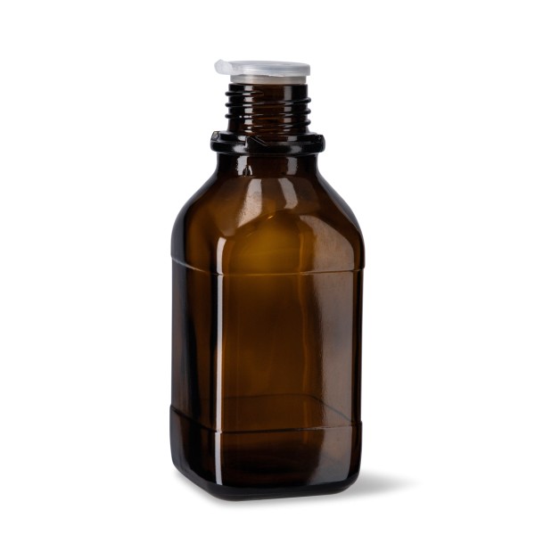 Bild von Eckige Enghalsflasche 250 ml, Braunglas, GL 32