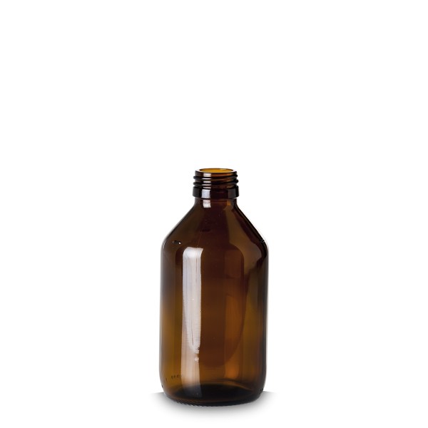 Bild von 250 ml Braunglas Medizinflasche, rund mit PP28-Gewinde