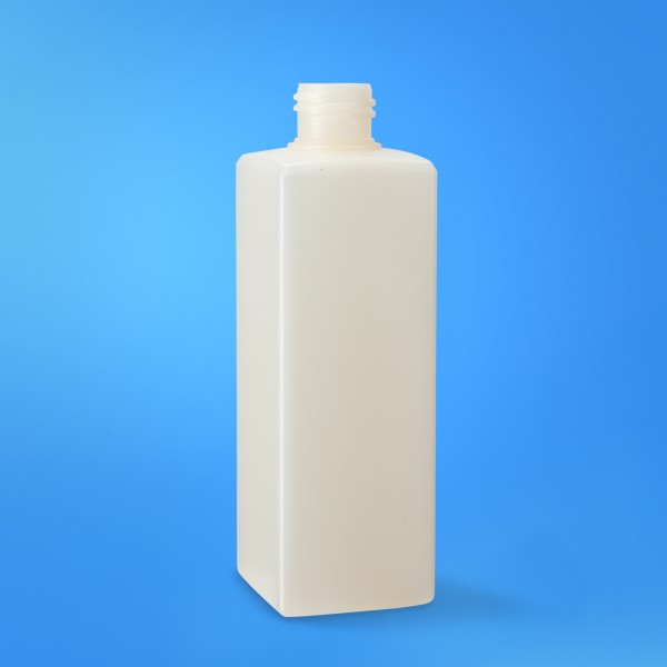 Bild von 250 ml eckige Flasche aus rHDPE (Ocean Bound Plastic), natur, 24/410