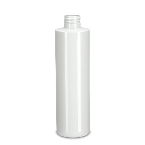 Bild von 250 ml zylindrische Rundflasche rPET, weiß, Gewinde 24/410