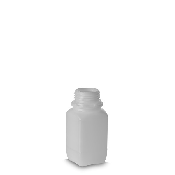 Bild von 250 ml UN-Vierkantflasche HDPE natur mit OV45-Gewinde