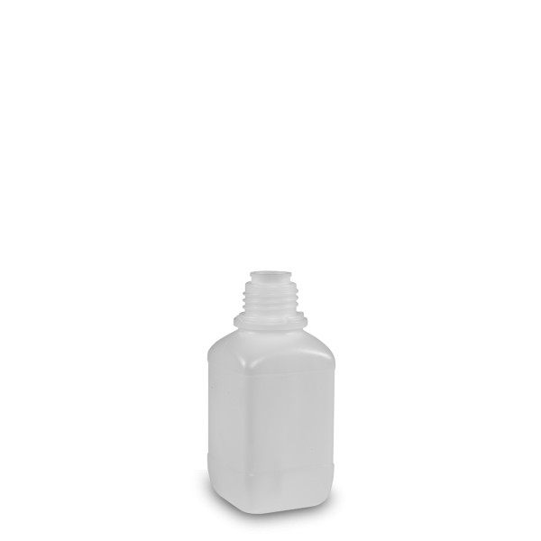 Bild von 250 ml HDPE-Vierkantflasche natur mit OV32-Gewinde (eckig)