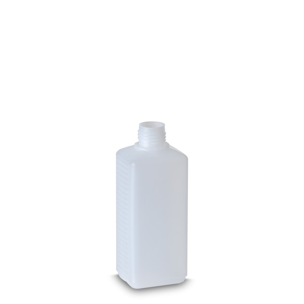 Bild von 250 ml HDPE-Vierkantflasche natur • Schraubgewinde 25 • Höhe 139,8 mm