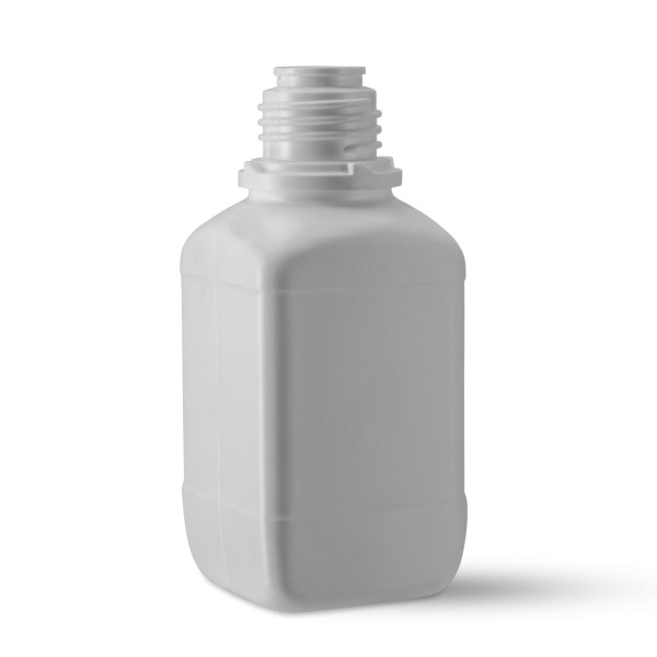 Bild von 250 ml HDPE-Vierkant-Flasche (weiß) – Enghals, Gewinde OV32